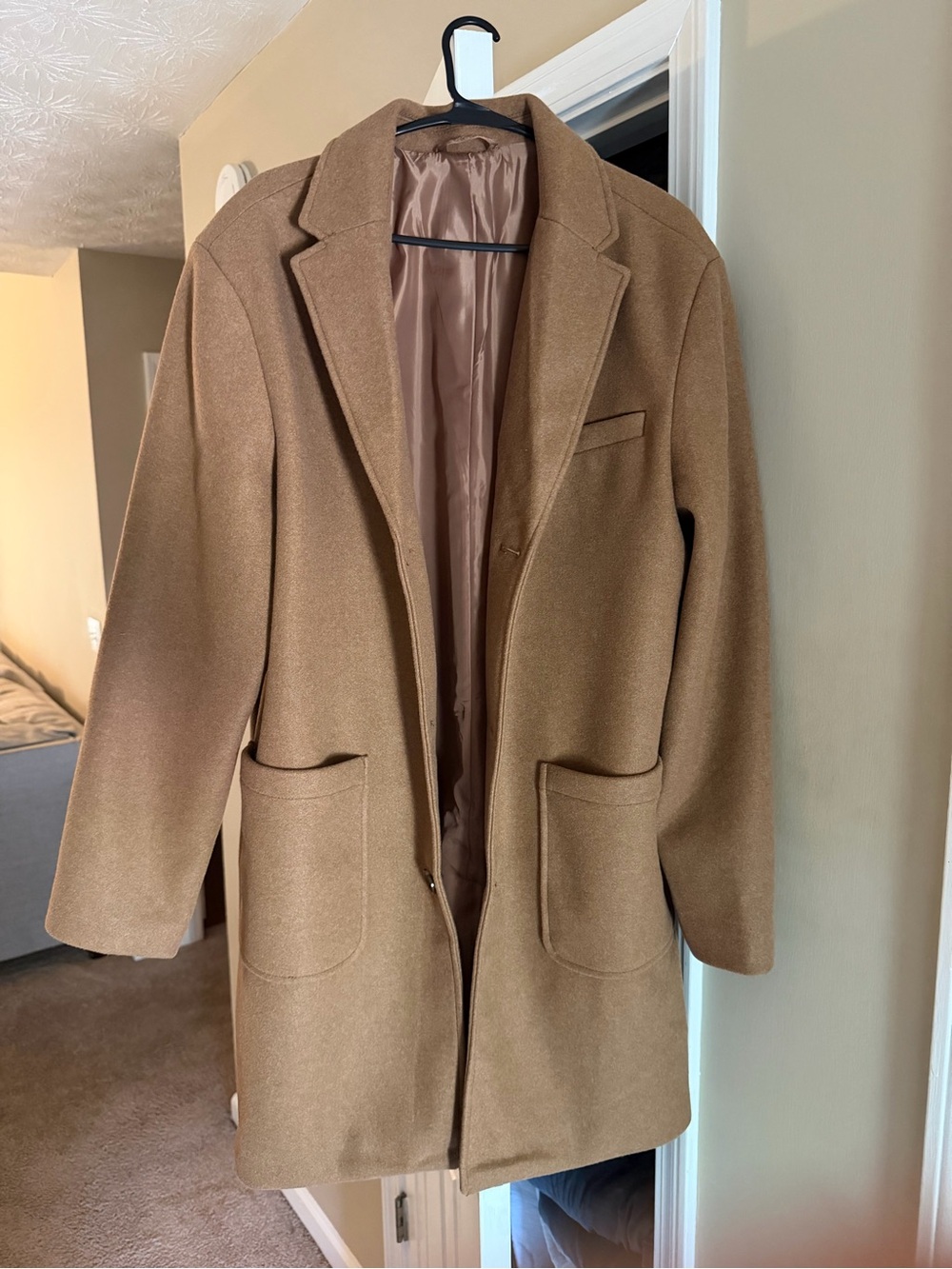 Tan Wool Blend Trench Coat